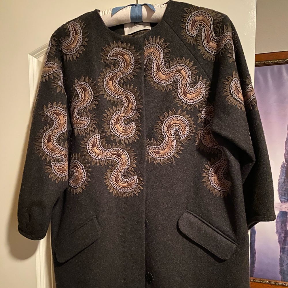 Olive colored wool coat